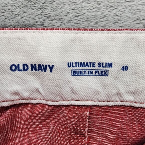 Old Navy Shorts Mens 40 Red Flat Front Ultimate Slim Built in Flex Casual Preppy - Picture 4 of 9